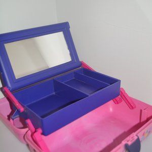 Vintage Caboodles 2-Tier Makeup Train Case Mirror Pink Purple Pageant 2620 12"